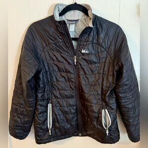 REI Girls Black Zip Up Puffer Jacket, Size L